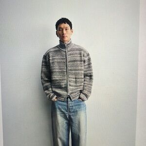 Zara Jacquard Striped Cardigan